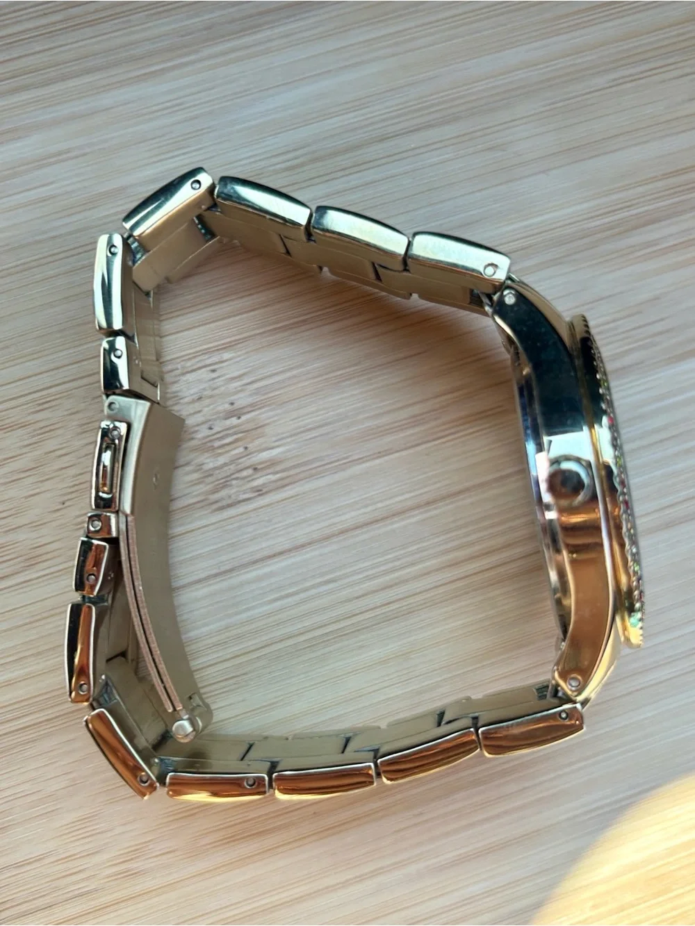 Fossil Stella Multi-Function Watch Gold Tone w/ Multicolored Crystal Stones 38mm